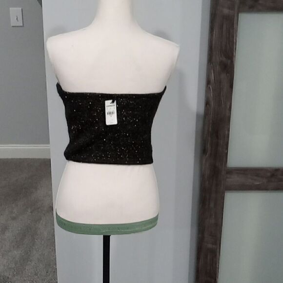 Express metallic tube top cropped sweater, black and gold size Extra Large NWT - Picture 3 of 7